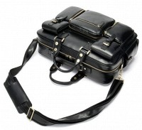 Мужская кожаная черная сумка Vintage 14756