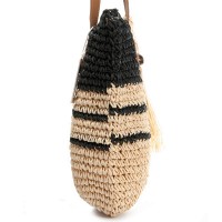 Пляжная плетеная сумка PODIUM 0006 black beige