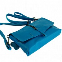 Женская голубая кожаная сумка-клатч TRAUM 7312-07