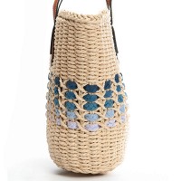 Пляжная плетеная сумка PODIUM 6150 beige blue