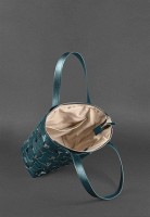 Кожаная плетеная женская сумка BlankNote Пазл L зеленая Krast - BN-BAG-33-MALACHITE