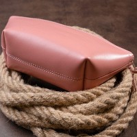 Женская кожаная косметичка Amelin GRANDE PELLE 11299 Пудровая