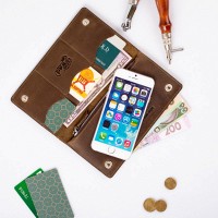 Кожаный бумажник Hi Art WP-05 Let's Go Travel коричневый