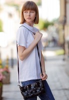 Кожаная плетеная женская сумка BlankNote Пазл S угольно-черная BN-BAG-31-YGOL