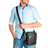 Мужская кожаная сумка через плечо BRETTON 407-88 black