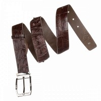 Мужской тёмно-коричневый ремень из кожи крокодила CROCODILE LEATHER 18178
