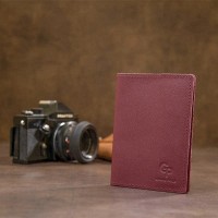 Кожаная обложка для паспорта GRANDE PELLE 11482 Бордовый