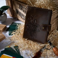 Кожаный картхолдер Hi Art «Mehendi Classic» CH-06 Crystal Olive