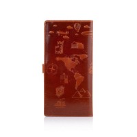 Тревел-кейс из кожи Hi Art TC-01 7 wonders of the world рыжий