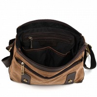 Мужская сумка через плечо из кожи и канваса TARWA RСс-6002-3md