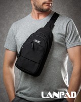 Мужская тканевая сумка-слинг Lanpad A4157 black бол