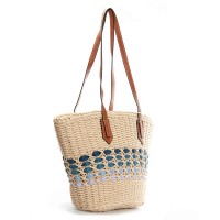 Пляжная плетеная сумка PODIUM 6150 beige blue