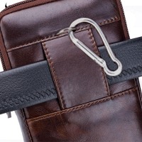 Кожаная коричневая сумка на пояс для смартфона Bull t1398