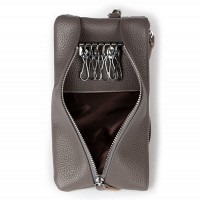 Женская кожаная косметичка-клюлчница Cosmetic bag 6001-A grey
