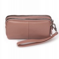 Женская кожаная косметичка Cosmetic 6002-A pink