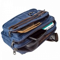 Мужская текстильная синяя сумка на пояс Vintage 20158