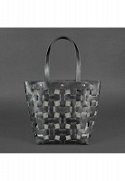 Кожаная плетеная женская сумка BlankNote Пазл L черная Krast - BN-BAG-33-G