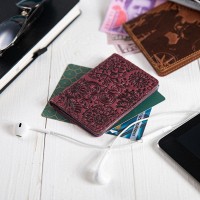 Обложка для документов из кожи HiArt AD-03 Shabby Plum Mehendi Art
