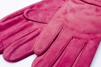 Малиновые женские перчатки из натуральной замши Shust Gloves