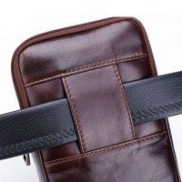 Кожаная коричневая сумка на пояс для смартфона Bull t1398
