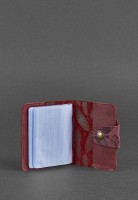 Женский кожаный кард-кейс BlankNote 7.1 (Книжечка) бордовый с перьями - BN-KK-7-1-VIN-PERO-KR
