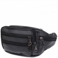 Мужская кожаная сумка на пояс Borsa Leather 1t166m-black