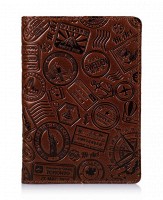 Обложка-органайзер для документов из кожи HiArt AD-01 	Let's Go Travel коньячный