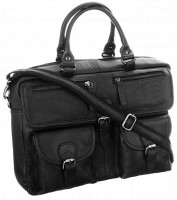 Мужская кожаная сумка-портфель для ноутбука  14 дюймов Always Wild черная LAP146NDM