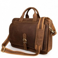 Мужская кожаная коричневая сумка John McDee jd6020b