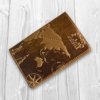 Обложка для паспорта из кожи HiArt PC-01 Shabby Dingo 7 wonders of the world