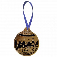Игрушка на елку из кожи HiArt Шар Toy-Ball-Black-Gold