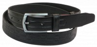 Кожаный мужской ремень Skipper 1057-33 черный 3,3 см.