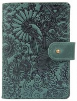 Обложка для паспорта из кожи Hi Art «Mehendi Art» PB-02/1 Shabby Alga