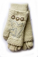 Вязаные белые женские перчатки-митенки Shust Gloves