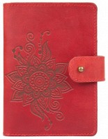 Обложка для паспорта из кожи Hi Art «Mehendi Classic» PB-02/1 Shabby Red Berry