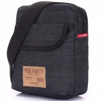 Мужская черная сумка на плечо POOLPARTY extreme-denim