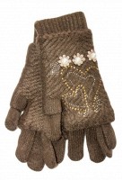 Коричневые вязаные женские перчатки-митенки Shust Gloves