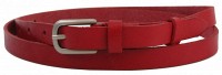 Кожаный женский ремень Skipper красный 1,5 см