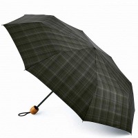 Механический мужской зонт Fulton G868 Hackney-2 Charcoal Check (Темно-серая клетка)