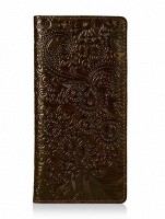 Кожаный бумажник Hi Art WP-02 Mehendi Art коричневый