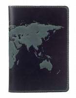Обложка для паспорта из кожи HiArt PC-01 Shabby Alga World Map