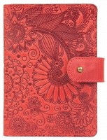 Обложка для паспорта из кожи Hi Art «Mehendi Art» PB-02/1 Shabby Red Berry