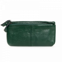 Женская кожаная косметичка Cosmetic bag A-00276-5 green