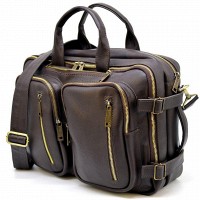 Кожаная коричневая сумка-рюкзак TARWA gc-7014-3md