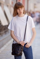 Кожаная плетеная женская сумка BlankNote Пазл M черная Crazy Horse BN-BAG-32-G-KR