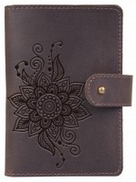 Обложка для паспорта из кожи Hi Art «Mehendi Classic» PB-02/1 Shabby Gavana Brown