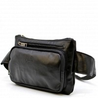 Кожаная черная сумка на пояс TARWA ga-8137-3md