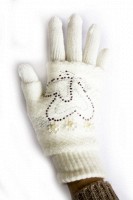 Вязаные женские белые перчатки-митенки Shust Gloves