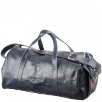Дорожная синяя кожаная сумка Grande Pelle 11049