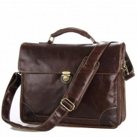 Мужской кожаный коричневый портфель John McDee jd7091c